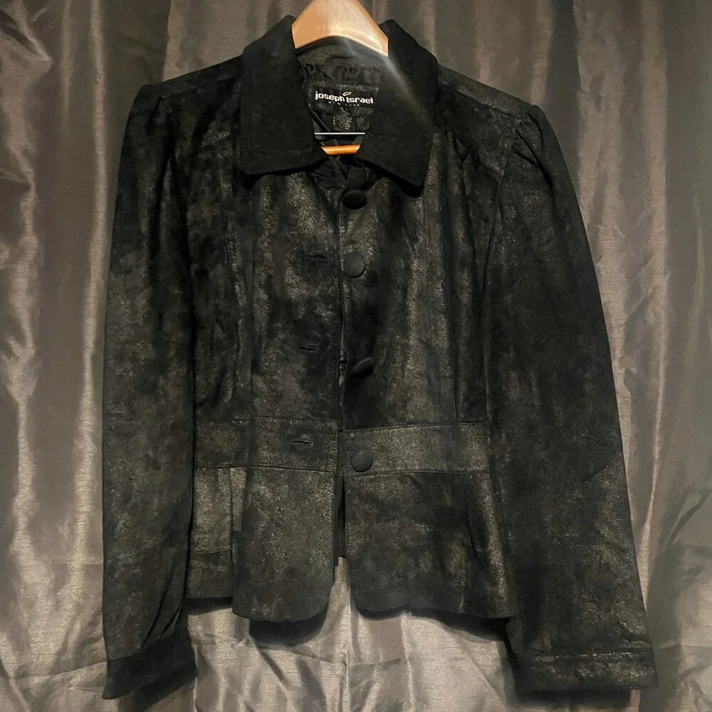 Joseph Israel Suede Black Metallic Jacket Size Large - Picture 1 of 4